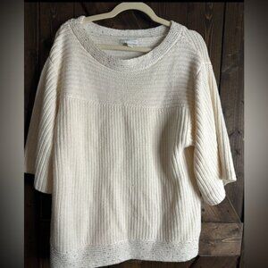 (1)New York and Co. knit short bell sleeve cream sweater size LG.